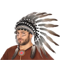 Penacho de jefe indio con plumas