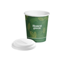 Vaso de 200 ml de cartón (PE) verde con tapa - Honest Green - 25 unidades