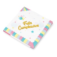 Servilletas de Feliz Cumpleaños Pastel de 16,5 x 16,5 cm - 12 unidades