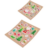 Pegatinas de Navidad metalizadas con relieve de 18,5 x 23 cm - 1 lámina