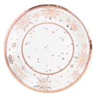 Platos de Rose Gold Snow de 18 cm - 8 unidades