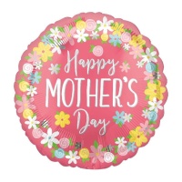 Globo redondo de Feliz día de la madre con flores de 43 cm - Anagram