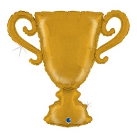 Globo de copa de campeones dorada con glitter de 84 cm - Grabo