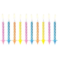 Velas rayadas de colores de 6 cm - PartyDeco - 10 unidades