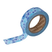 Washi tape de flores azul - 10 m