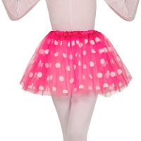 Tutú fucsia con topos blancos infantil