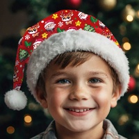 Gorro de Papá Noel con estampado infantil rojo