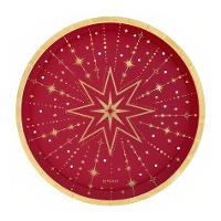Platos de 17 cm de Estrella Feliz Navidad - 6 unidades