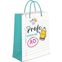Bolsa regalo de 32 x 26 x 10 cm Profe eres un 10