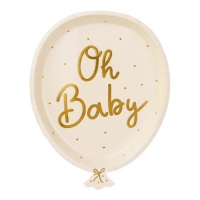 Platos de globo Oh baby de 17,5 x 22 cm - 6 unidades