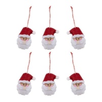 Colgantes de papá noel de fieltro de 8 cm - 6 unidades