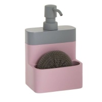 Dispensador de jabón con estropajo rosa de 8,6 x 11,8 x 18,3 cm - DCasa