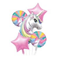 Bouquet de unicornio multicolor - 5 unidades