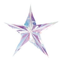 Colgante decorativo de estrella iridiscente en 3D de 39 cm
