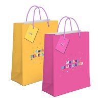 Bolsa regalo de 14 x 11,5 x 6,7 de Muchas Felicidades - 1 unidad