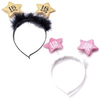 Diadema de cumpleaños con estrella de purpurina de 18 ans