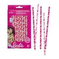 Pajitas de papel biodegradables de Barbie - 80 unidades