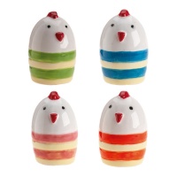 Figuras para roscón de gallinas de colores de 3 cm - Dekora - 50 unidades