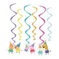 Colgantes decorativos de Peppa Pig en espiral - 6 unidades