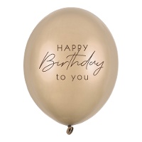 Globos de látex dorado metálico de Happy Birthday de 30 cm - 50 unidades