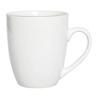 Taza de 354 ml blanca con ribete dorado