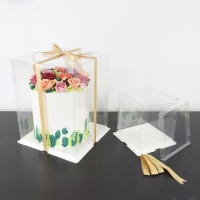 Caja para tarta transparente con lazo de 15 x 15 x 18 cm - PME
