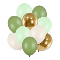 Globos de látex de 27 a 30 cm verdes - 10 uds