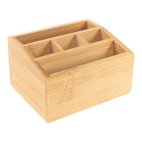 Organizador de mandos bambú de 15 x 12 x 8,5 cm - 5 compartimentos