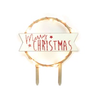 Topper para tarta de madera con luces led de Merry Christmas - Scrapcooking