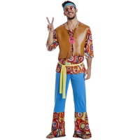 Disfraz de hippie con estampado alegre para hombre