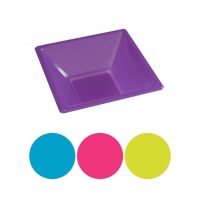 Cuencos de 12 cm cuadrados de plástico de colores claros - 8 unidades