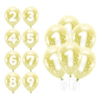 Globos de látex de Happy Bday con números de 33 cm biodegradable - PartyDeco - 6 unidades