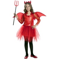 Disfraz de diablesa elegante con alas para niña