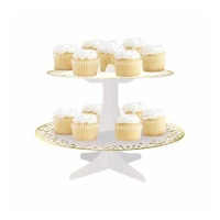 Soporte para cupcakes de cartón blanco y dorado de 31,7 x 24,4 cm - Unique