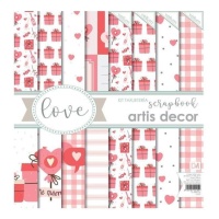 Kit de papeles scrapbooking tarjetas de Love - Artis decor- 8 hojas