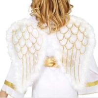 Alas de ángel blancas y doradas infantiles - 48 x 41 cm