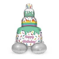 Globo de tarta Happy Birthday pastel con base de 72 cm - Folat