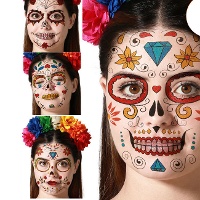 Tatuajes temporales de Catrina colorida - 1 unidad