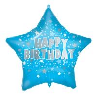 Globo estrella azul de Happy Birthday de 46 cm - Procos