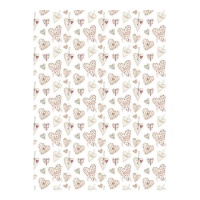 Papel cartonaje de corazones rosas de 32 x 43,5 cm - Artis decor - 5 unidades