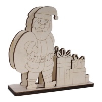 Servilletero de madera con Papá Noel y regalos de 18 x 19 x 6 cm - Artis decor
