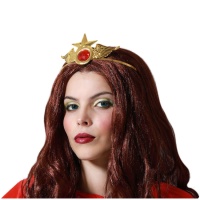 Diadema de superheroina dorada metálica