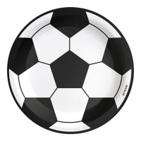 Platos de fútbol balón blanco y negro de 23 cm - 6 unidades