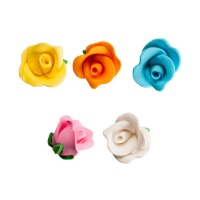 Figuras de azúcar de flores de colores con base de 4 cm - Dekora - 35 unidades