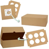 Caja para 6 cupcakes color kraft de 25 x 17 x 8,5 cm - Scrapcooking - 2 unidades