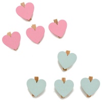 Pinzas de madera con corazón de color de 3,5 cm - 4 unidades