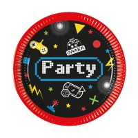 Platos de Videojuegos party gamer de 19,5 cm - 8 unidades