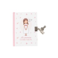 Diario de comunión de niña con llaves de 16 x 13,5 cm - 1 unidad