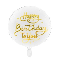 Globo redondo Happy Birthday To You de 35 cm - PartyDeco