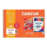 Set Bloc Basik 150 gr 20 hojas + 12 ceras Giotto - Canson